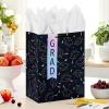Hallmark 13″ Large Graduation Gift Bag with Greeting Card and Tissue Paper (Black, Red, Blue, Holographic) for High School, College, Law School, Nursing, Kindergarten(Holographic  Black  Red  Blue)