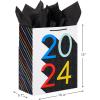 Hallmark 13″ Large Graduation Gift Bag with Tissue Paper (Gold and Black, Congrats!) for High School, College, Kindergarten, 8th Grade and More(2024 Grad)