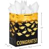 Hallmark 13″ Large Graduation Gift Bag with Tissue Paper (Gold and Black, Congrats!) for High School, College, Kindergarten, 8th Grade and More(Black and Gold Congrats)