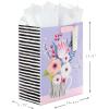 Hallmark 13″ Large Mother’s Day Gift Bag with Tissue Paper (Purple, Black and White Stripes, Butterfly Bouquet)(Purple Black)
