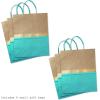 Hallmark 13″ Large Paper Gift Bags (Pack of 6 – Blue & Kraft) for Hanukkah, Birthdays, Weddings, Graduations, Father’s Day, Baby Showers, Bridal Showers(Turquoise)