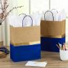 Hallmark 13″ Large Paper Gift Bags (Pack of 6 – Blue & Kraft) for Hanukkah, Birthdays, Weddings, Graduations, Father’s Day, Baby Showers, Bridal Showers(Blue)