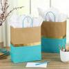 Hallmark 13″ Large Paper Gift Bags (Pack of 6 – Blue & Kraft) for Hanukkah, Birthdays, Weddings, Graduations, Father’s Day, Baby Showers, Bridal Showers(Turquoise)