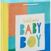 Hallmark 15″ Extra Large Baby Gift Bag with Tissue Paper (Woodland Animals) for Baby Showers, New Parents and More(Welcome Baby Boy)