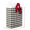Hallmark 15″ Extra Large Christmas Gift Bag with Tissue Paper (Black Buffalo Plaid with Red Bow)(Black Buffalo Plaid)
