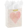 Hallmark 15″ Extra Large Gift Bag with Tissue Paper (“Two Hearts, One Love” Black and Gold) for Weddings, Anniversaries, Engagements, Valentine’s Day(Love)