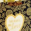 Hallmark 15″ Extra Large Gift Bag with Tissue Paper (“Two Hearts, One Love” Black and Gold) for Weddings, Anniversaries, Engagements, Valentine’s Day(Two Hearts  One Love)