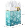 Hallmark 15″ Extra Large Holiday Gift Bag with Tissue Paper (Teal Blue and Gold, Snowflakes) for Hanukkah, Winter Solstice, Christmas(Snowflakes on Teal)