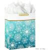 Hallmark 15″ Extra Large Holiday Gift Bag with Tissue Paper (Teal Blue and Gold, Snowflakes) for Hanukkah, Winter Solstice, Christmas(Snowflakes on Teal)