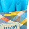 Hallmark 17″ Extra Large Father’s Day Gift Bag with Tissue Paper (Orange, Yellow, Blue Plaid) for Dads, Grandpas, Uncles(Plaid)