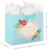 Hallmark 17″ Extra Large Mother’s Day Gift Bag with Tissue Paper (Red Roses, Green Foliage, Bright Blue) for Mom, Grandma, Nana, New Mother(Light Blue Floral with Gold Foil)