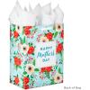 Hallmark 17″ Extra Large Mother’s Day Gift Bag with Tissue Paper (Red Roses, Green Foliage, Bright Blue) for Mom, Grandma, Nana, New Mother(Light Blue Floral)