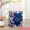 Hallmark 17″ Extra Large Mother’s Day Gift Bag with Tissue Paper (Red Roses, Green Foliage, Bright Blue) for Mom, Grandma, Nana, New Mother(Navy Floral)