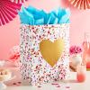 Hallmark 17″ Extra Large Valentine’s Day Gift Bag with Blue Tissue Paper (Gold Heart, Paint Splatters)(Gold Heart on White)
