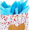 Hallmark 17″ Extra Large Valentine’s Day Gift Bag with Blue Tissue Paper (Gold Heart, Paint Splatters)(Gold Heart on White)