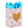 Hallmark 17″ Extra Large Valentine’s Day Gift Bag with Blue Tissue Paper (Gold Heart, Paint Splatters)(Gold Heart on White)
