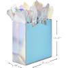 Hallmark 7″ Medium Horizontal Gift Bag with Tissue Paper (Happy Ever After) for Weddings, Engagements, Bridal Showers(Blue)