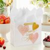 Hallmark 7″ Medium Horizontal Gift Bag with Tissue Paper (Happy Ever After) for Weddings, Engagements, Bridal Showers(Happily Ever After)