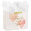 Hallmark 7″ Medium Horizontal Gift Bag with Tissue Paper (Happy Ever After) for Weddings, Engagements, Bridal Showers(Happily Ever After)