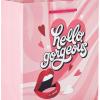 Hallmark 8″ Medium Valentine’s Day Gift Bags with Tissue Paper (3 Bags: Red with Black, Pink, White Stripes and Hearts)(Happy Heart Day  Hello Gorgeous  You Shine)