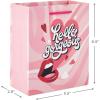 Hallmark 8″ Medium Valentine’s Day Gift Bags with Tissue Paper (3 Bags: Red with Black, Pink, White Stripes and Hearts)(Happy Heart Day  Hello Gorgeous  You Shine)