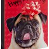 Hallmark 8″ Medium Valentine’s Day Gift Bags with Tissue Paper (3 Bags: Red with Black, Pink, White Stripes and Hearts)(Pug  Happy Valentine’s Day)