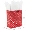 Hallmark 8″ Medium Valentine’s Day Gift Bags with Tissue Paper (3 Bags: Red with Black, Pink, White Stripes and Hearts)(Red and Black)