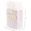 Hallmark 9″ Medium Baby Gift Bag with Tissue Paper – Baby Banner in Grey, Pink and Blue for Baby Showers, New Parents, and More(Baby  Grey)