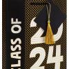 Hallmark 9″ Medium Graduation Gift Bag with Tissue Paper (Gold and Silver Mortarboards on Black) for College, High School, 8th Grade, Kindergarten, Nurses(Class of 2024)