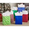 Hallmark 9″ Medium Holiday Gift Bag Assortment (Pack of 12, Solids and Prints in Red, Green, Blue) Paper Gift Bags with Christmas Trees, Stripes, Polka Dots, Ho Ho Ho and More