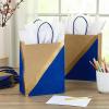 Hallmark 9″ Medium Paper Gift Bags (Pack of 8 – Blue & Kraft) for Hanukkah, Birthdays, Weddings, Father’s Day, Graduations, Baby Showers, Bridal Showers, Care Packages, May Day(Blue)