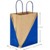 Hallmark 9″ Medium Paper Gift Bags (Pack of 8 – Blue & Kraft) for Hanukkah, Birthdays, Weddings, Father’s Day, Graduations, Baby Showers, Bridal Showers, Care Packages, May Day(Blue)
