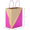 Hallmark 9″ Medium Paper Gift Bags (Pack of 8 – Blue & Kraft) for Hanukkah, Birthdays, Weddings, Father’s Day, Graduations, Baby Showers, Bridal Showers, Care Packages, May Day(Pink)