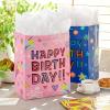 Hallmark Assorted Birthday Gift Bags for Kids (8 Bags: 4 Medium 9″, 4 Large 13″) Rainbow, Stripes, Polka Dots, Yellow, Pink, Blue(Blue  Pizza  Pink)