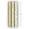 Hallmark Birthday Wrapping Paper Mini Rolls, 3-Pack (Rainbow Block Letters, Stripes, Exclamation Points) for Birthdays, Graduations, Celebrations, Any Occasion – 45 Sq. Ft. Total(Shiny Gold Filigree and Foliage)