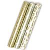 Hallmark Birthday Wrapping Paper Mini Rolls, 3-Pack (Rainbow Block Letters, Stripes, Exclamation Points) for Birthdays, Graduations, Celebrations, Any Occasion – 45 Sq. Ft. Total(Shiny Gold Filigree and Foliage)