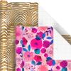 Hallmark Birthday Wrapping Paper Rolls – Colorful Gift Wrap Paper, Flowers, Cupcakes, Striped, Polka Dots (Set of 3 Reversible Rolls: 75 sq. ft. ttl.)(Watercolor Dots  Floral  Gold Zebra  Pastel Balloons  Butterflies)