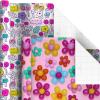 Hallmark Birthday Wrapping Paper Rolls – Flowers, Stripes, Pink, Teal and Black Polka Dots Gift Wrap Paper (Set of 6 Rolls: 180 sq. ft. ttl.)(Stripes  Polka Dots  Flowers  Smiley Face)