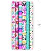 Hallmark Birthday Wrapping Paper Rolls – Flowers, Stripes, Pink, Teal and Black Polka Dots Gift Wrap Paper (Set of 6 Rolls: 180 sq. ft. ttl.)(Stripes  Polka Dots  Flowers  Smiley Face)