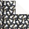 Hallmark Black Christmas Wrapping Paper with Cut Lines on Reverse (3 Rolls: 120 sq. ft. ttl) Retro Santa, Black and White Buffalo Plaid, Train and Trees (0005JXW1077)(Charcoal Black  Snowmen  Gold Plaid  Gray Dots)