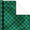 Hallmark Blue Foil Christmas Wrapping Paper with Cut Lines on Reverse (3 Rolls: 60 sq. ft. ttl) Snowmen, Snowflakes, Christmas Trees(Green Plaid  Wreath  Woodland Scene)