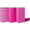 Hallmark Blue Party Favor and Wrapped Treat Bags, Assorted Designs (30 Ct., 10 Each of Chevron, White Dots, Solid) for Birthdays, Baby Showers, School Lunches, Hanukkah, Care Packages, May Day(Pink Chevron  Solid  Polka Dot)