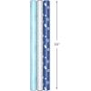 Hallmark Blue and Silver Wrapping Paper Set (3 Rolls: 90 Sq. Ft. Ttl, 10 Bows, Ribbon, Gift Tag Stickers) for Birthdays, Hanukkah, Father’s Day, Graduations, Weddings(Blue and Silver)