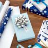 Hallmark Blue and Silver Wrapping Paper Set (3 Rolls: 90 Sq. Ft. Ttl, 10 Bows, Ribbon, Gift Tag Stickers) for Birthdays, Hanukkah, Father’s Day, Graduations, Weddings(Blue and Silver)