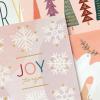 Hallmark Boho Boxed Christmas Card Assortment (16 Cards and Envelopes) Pastel Pink, Purple, Emerald Green, Dove(Merry & Bright)