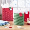 Hallmark Christmas Assorted Gift Bag Bundle with Mix-n-Match Gift Tags, Traditional (Pack of 7 : 3 Large 13″, 4 Medium Gift Bags 9″; 7 Gift Tags)(Chevron  Stripes  Dots)