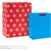 Hallmark Christmas Assorted Gift Bag Bundle with Mix-n-Match Gift Tags, Traditional (Pack of 7 : 3 Large 13″, 4 Medium Gift Bags 9″; 7 Gift Tags)(Pink  Blue  Red  Snowflakes  Stripes)