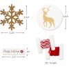 Hallmark Christmas Gift Wrap Accessories Kit (Decorative Trim and Gift Tags with String) Natural Snowflakes, Reindeer, Red and White(Snowflakes  Deer  String  Red  Natural)