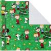 Hallmark Christmas Peanuts Wrapping Paper with Cut Lines on Reverse (Pack of 3, 105 sq. ft. ttl) Snoopy, Charlie Brown, Woodstock (5JXW1036)(Christmas Wrapping Paper)