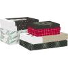 Hallmark Christmas Shirt Boxes for Presents (10 Clothes Boxes with Lids: 3 Small 11″, 5 Medium 14″, 2 Large 16″) Red, Green and Black Plaid, Snowmen, Santa, Winter Greenery